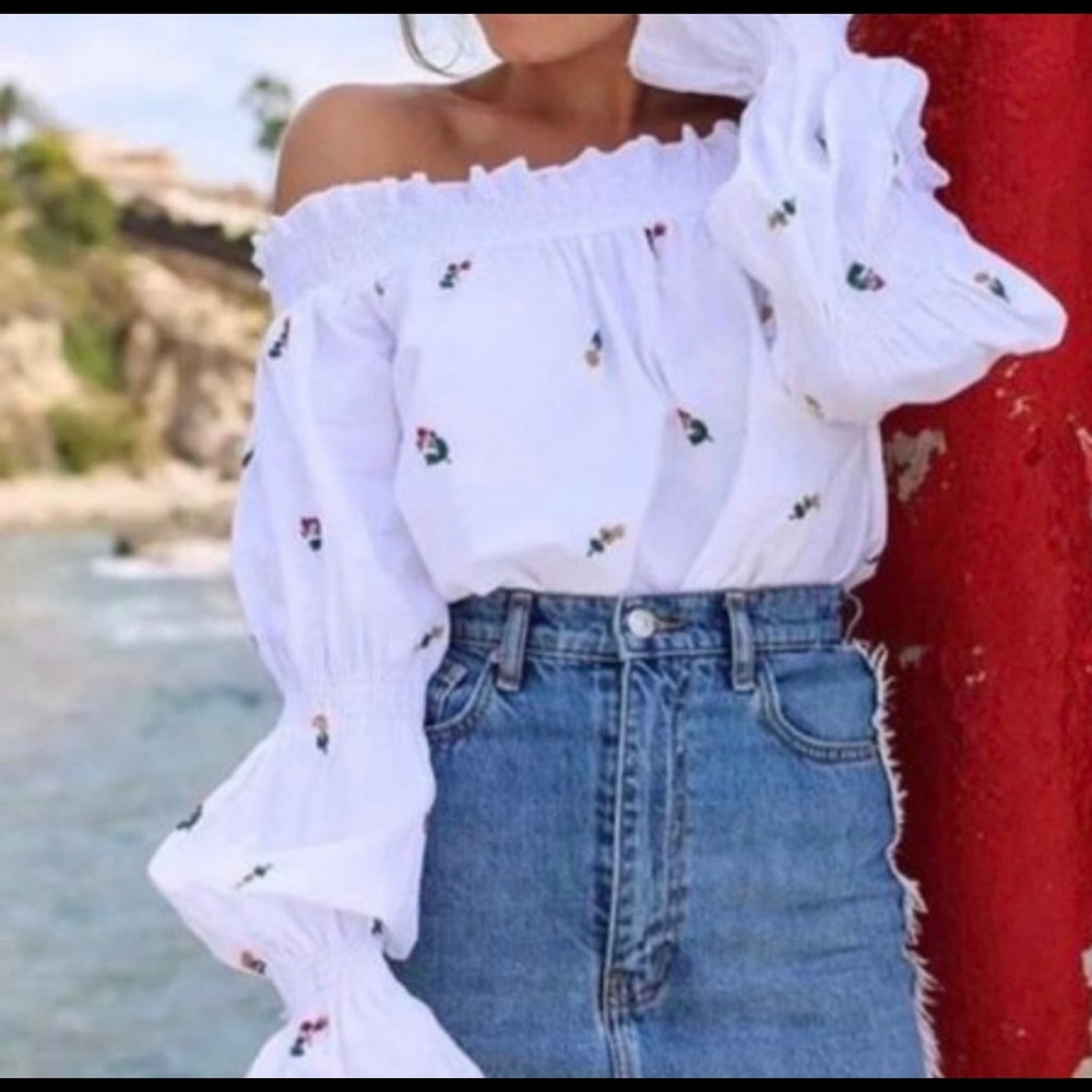 Off the shoulder embroidered Top